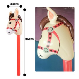 NAUZE 2Pieces Inflatable Stick Horse Red Cute Horsehead Stick Funny Animal Educational Toy Inflatable Pony Stick Theme Party Decoration for Cowboy Cowgirl Parties Favour Props