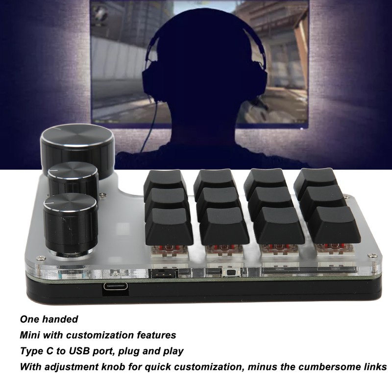 12 Keys Mechanical Keyboard Bluetooth USB Connection Mini Portable Programmable