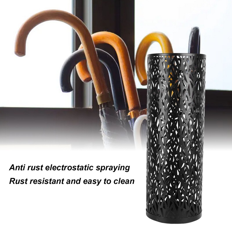 Umbrella Stand Rack for Entryway Metal Hollowed Freestanding Round Umbrella