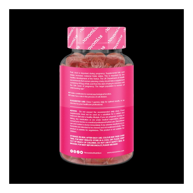 Novomins Folic Acid Peach-Flavoured Folic Acid 30 Gummies