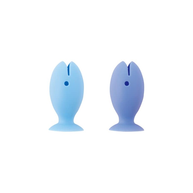 マーナ (marna) 立つおさかな歯ブラシカバー ( ブルー x 2個入 ) 歯ブラシ立て (