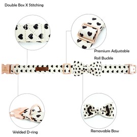Lionheart glory Dog Bow Collar Valentine's Day Dog Collar for Small Dogs Hearts Print Dog Collar with Bowtie Spring Dog Collars Pet Collar Bows Cute Collars
