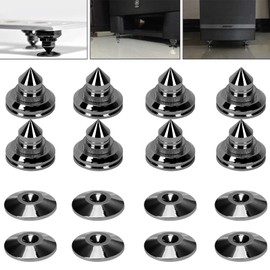 yazi Insulator Speakers, Set of 8, Spike Receptor, Audio Sound Quality, Adjustable Height, Anti-Vibration, Spike Base, 16 Double Sided Tapes, Speakers, Metal Spike Stand, Heavy Duty (036876-Black)