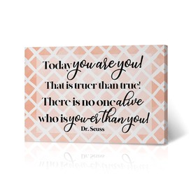 HB Art Design Today You are You! That is truer Than True There is no one Alive who is youer Than You Dr Seuss Inspirational Motivational Quote Wall Art Canvas Print Decor Ready to Hang 19x28