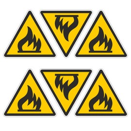 Pubblimania Fire Hazard Combustible Materials - Labels for Outdoor Indoor Use (6 Flammable Materials)