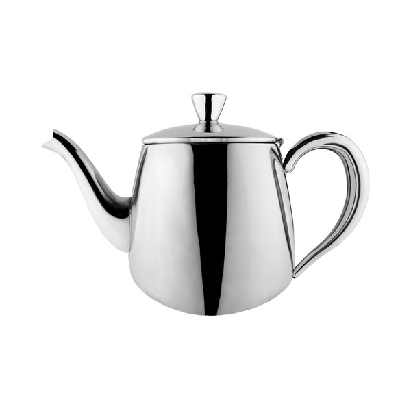 Café Olé PT-018 Premium Tea Pot, 18/10 Stainless Steel, Mirror Polished, 18oz, Stay Cool Hollow Handles, Perfect Pour Spout, Silver