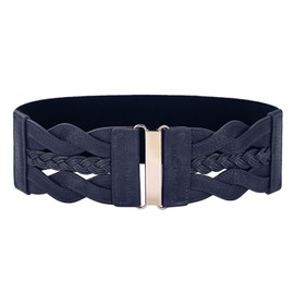 GRACE KARIN Women's Elastic Vintage Belt Stretchy Retro Wide Waist Cinch Belt(Navy Blue,M)