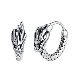 Yumilok Small Dragon Head Hoop Earrings Punk Dragon Animal Stainless Steel Hoop Earrings for Men Women Amulet Protection Jewellery Stud Tunnel Earrings Stainless Steel, Stainless Steel