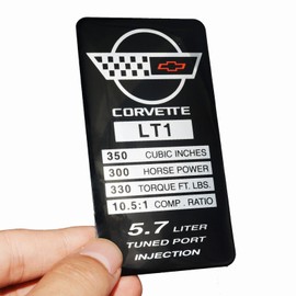 1Pc C4 Corvette 1992 LT1 Soup Engine ID Spec Metal Data Plate Consoler Emblem 3D Badge Nameplate Replacement for Corvette