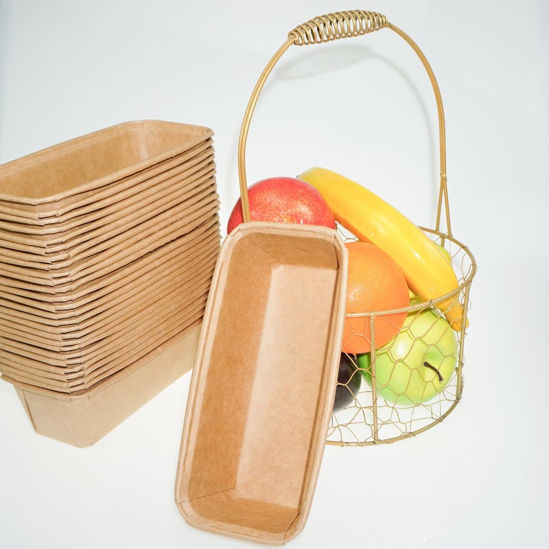Lxmxgk 50Pcs Rectangle Paper Loaf Pans for Baking, Disposable Microwave