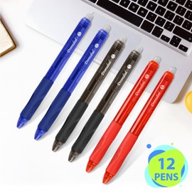 Drenubal 12-Pack Erasable Pens with 0.7 mm Medium Point, Retractable Gel Pens - Refillable Ink with Eraser Comfort Grip & Quick-Dry for Drawing/Writing (Office/School/Gift Set)
