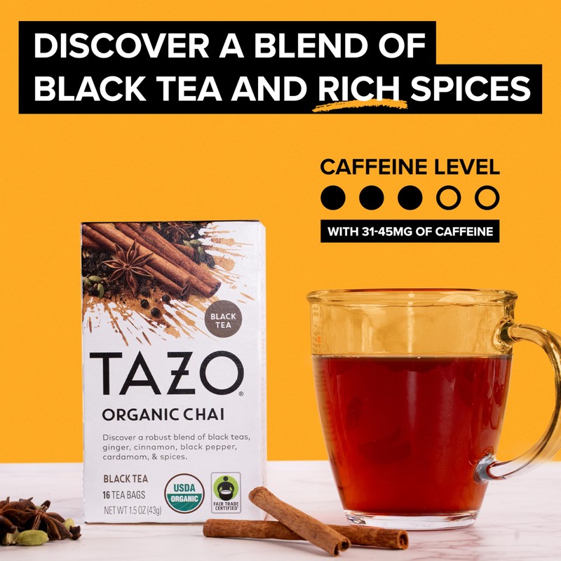 TAZO Organic Chai Black Tea Bags, Chai Tea, 96 Total