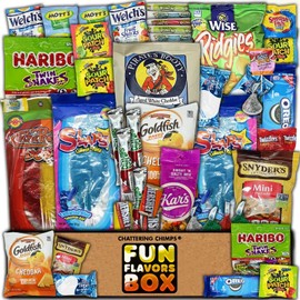Fun Flavors Box Snack Candy Gift Box Variety Pack, Chips, Slaps, Cookies, 40 Count Care Package