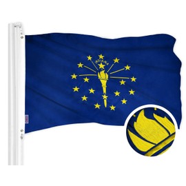 G128 Indiana State Flag | 3x5 Ft | ToughWeave Series Embroidered 300D Polyester | Embroidered Design, Indoor/Outdoor, Brass Grommets