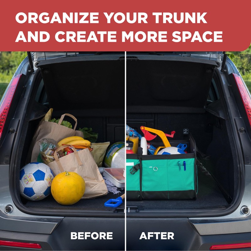 TRUNKCRATEPRO Teal Car Accessories Trunk Organizer Premium Multi Movable Compartments