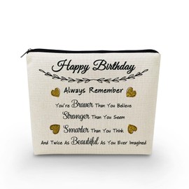 YULUENZE Birthday Gifts Birthday Golden Heart Remember You Are Braver Stronger Smarter Beautiful Happy Birthday Gift for Women Friends Sisters