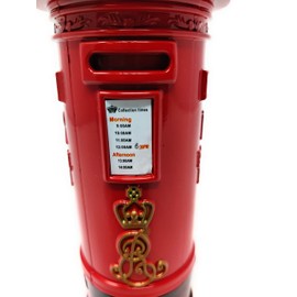CRYSTAL CROWN Letter Box Large Coin Die Cast Piggy Bank London Souvenirs Red Mail Letter Box Money Bank