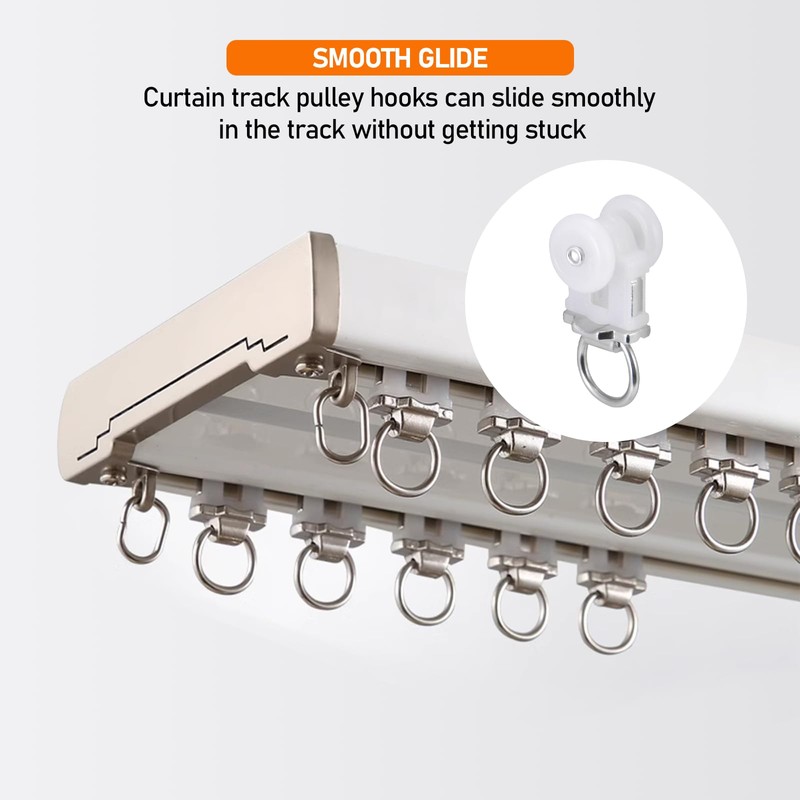 40 Pcs Curtain Track Roller Hooks Curtain Rail Ceiling Gliders
