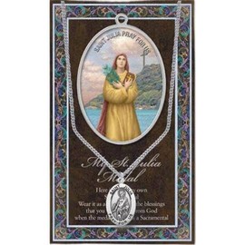 St Julia Medal with Prayer Pamphlet - Genuine Pewter