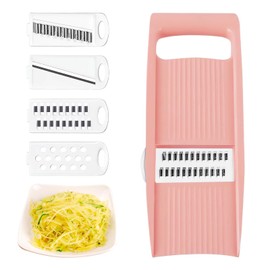 5 in 1 Manual Vegetable Grater Slicer,Vegetable Shredder,Carrot Grater,Veg Chopper Grater,Cabbage Shredder,Vegetable Chopper Manual for Carrot Vegetable Onion Cabbage Potato Cucumber(Pink)