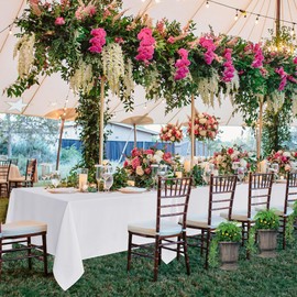 Fitable 6 Pack White Rectangle Table Clothes - 70 x 120 Inch - Wrinkle and Stain Resistant Fabric Tablecloths, Washable Polyester Table Covers for Wedding, Party, Banquet, Formal Events