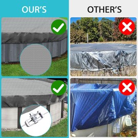 Coarbor 22' Round Winter Pool Cover for 18' Above Ground Pools Safety Pool Covers with Wire Rope Hemmed All Edges Super Heavy Duty Strong Double Stitched Seam Light Gray