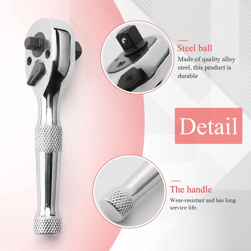 Hausdec 72 Teeth Ratchet Socket Wrench Mini 1/4Inch 3/8Inch Double