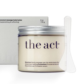 THE ACT Solid Coconut Body Butter – Organic Vegan Moisturizer with Shea & Almond Oils – Melts in Hands – Massage Balm for Dry Skin – Natural Skincare for Women & Men – 6 oz with Spatula