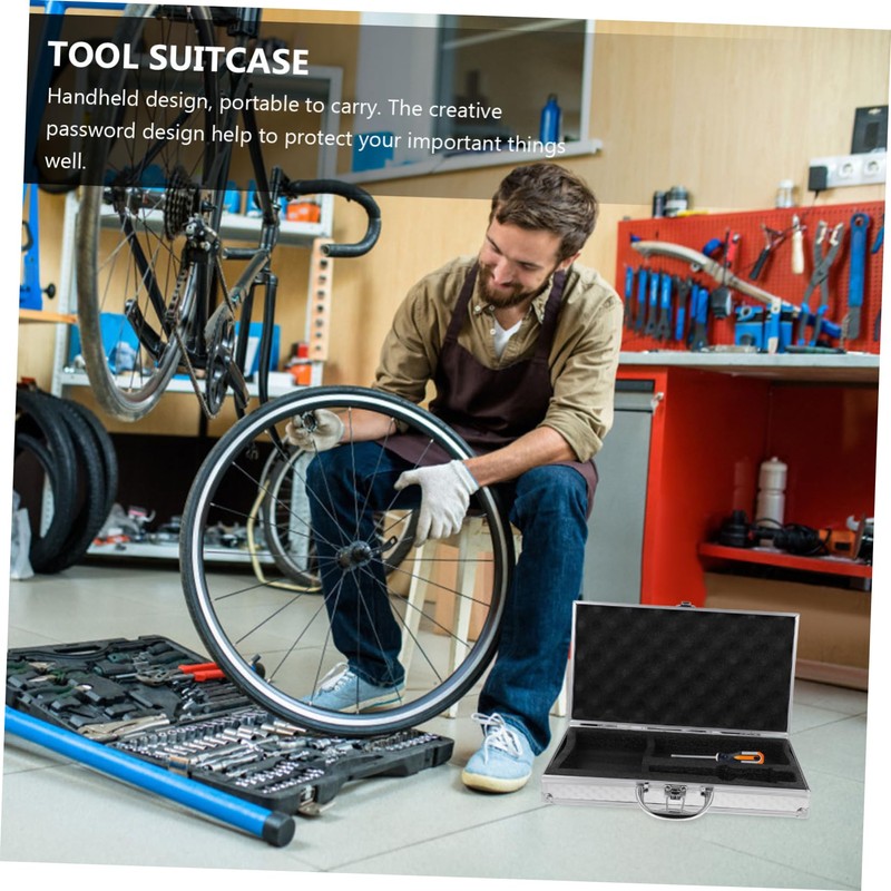 Mikinona Aluminum Alloy Toolbox Hard Shell Carrying Case Practical Storage