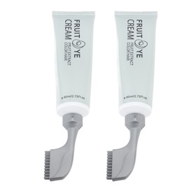 2pcs Plant Fruit Hair Dye Cream Gray Hair Coverage Long Lasting Results Improve Shine Black Hair Dye Cream with Comb Applicator 80ml