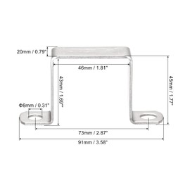sourcing map Pack of 6 U Shaped Connector Brackets 43 x 46 mm 304 Stainless Steel for Door Closed Rod Holder Strut Channel