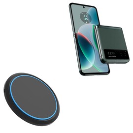 BoxWave Charger Compatible with Motorola razr (2023) - SwiftCharge PowerDisc Wireless Charger (15W), Qi Wireless 15W Circular Desktop Charger - Jet Black