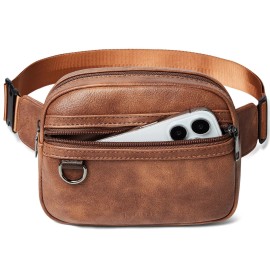 Leresas 2L Fanny Packs for Women Everywhere Belt Bag Vegan Leather Chic Waist Brown