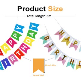 Zeayebsr Happy Birthday Garland, Garland Birthday, Linen Banner, Birthday Decoration, Garland Birthday, Happy Birthday, Birthday Party Decoration for Baby Shower and Adults, Pack of 2