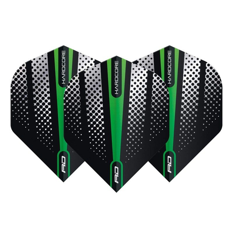 RED DRAGON Hardcore Radical Green Flash Dart Flights - 4