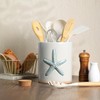 Bicuzat Ceramic Starfish Embossed Utensil Holder, Large Cooking Utensil Crocks
