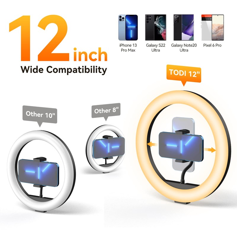 TODI TODI 12" Ring Light with 63" extendable Tripod Stand,