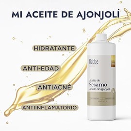 HEBBE Aceite de Sésamo 1 L | Prensado en Frío 100% Puro | Hidratante Piel y Cabello | Antioxidante Vitamina E | Uso Cosmético