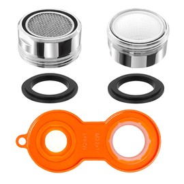 Qancekoo 2 PCS Brass Tap Spout Aerators with Washers, No Leak 24MM Male Thread Replacement Filter Faucet Aerator Insert with Spanner for Kitchen Bathroom Sink, Polished Chrome