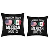 American Raised With Mexican Roots USA Mexico Flag Throw Pillow