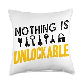 Locksmith Locksmithing Lock Pick Apparel Locksmith Nothing is Unlockable Pick Tools Throw Pillow, 18x18, Multicolor