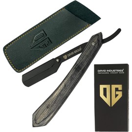 DG® Cut Throat Razor Kit - Matt Royal Black Color - Straight Edge Razor for Barbers & Personal Use - Stainless Steel - Moustache & Beard Shaving Razor - Shaving Kit (Black Wooden Handle)