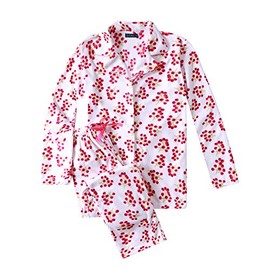 Noble Mount Womens Fleece Pajamas Set - Warm Winter PJs - Winter Berries White/Red - Large