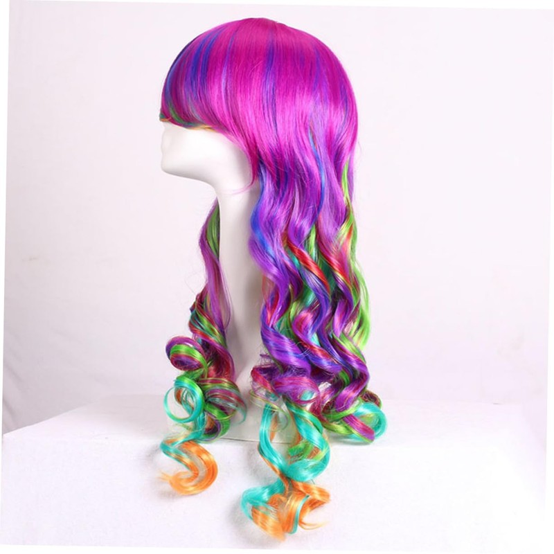 FRCOLOR Peluca Rizada Larga Anime Cosplay Peluca Peluca De Pelo