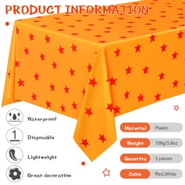 Oudain 3 Pcs Anime Theme Tablecloth Yellow and Red Stars Print Table Cover Set 108 x 54 Inches Party Decor Supplies Birthday Themed Party Decoration