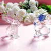 Feelfly Glass Rabbits Figurines Crystal Bunny Collectibles Statues Easter Decor