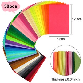 Morcheiong 50 Pcs Felt Fabric Soft Felt Fabric Sheet for Crafts DIY Handcraft Patchwork Nonwoven Sewing Squares (50 Colors, 8 * 12inch)