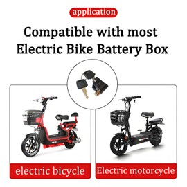Ebike Battery Lock, Electric Bike Battery Box Safety Lock, Portable Outdoor Cycling Electrombile Multiuse Anti-Theft Safety Cylinder with 2 Keys