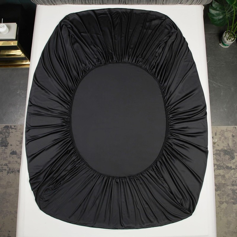 Bamboo Fitted Sheet 90 x 200 cm Black Antibacterial Soft