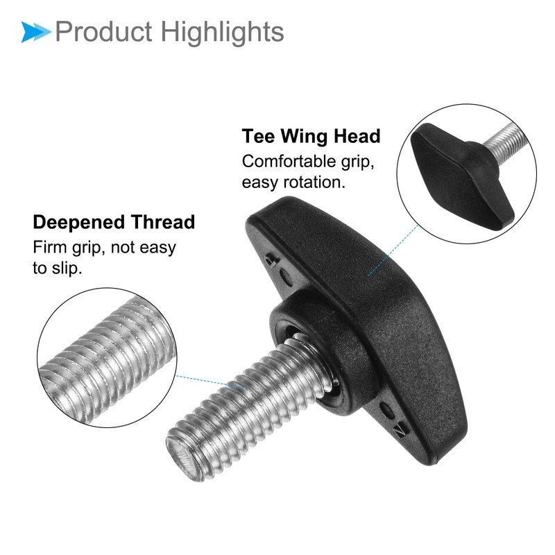 CoCud Tee-Wing Knob Thumb Screw M8 x 16mm Female Thread